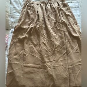 NWT JCrew Satin Skirt in Brown with Elastic Waist